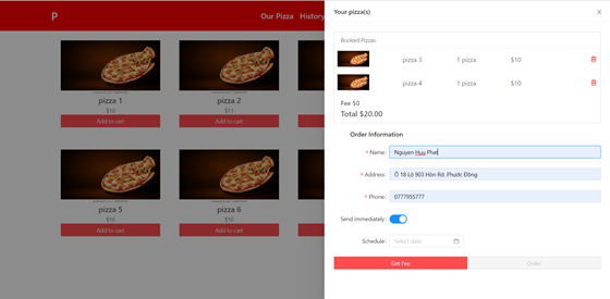 Booking Pizza: Booking Pizza